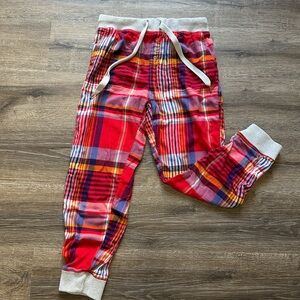 Aerie Red and Blue Plaid Pajama Bottoms with Cuffed Ankles